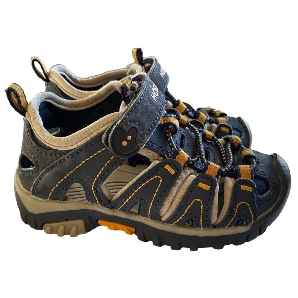 HOBIBEAR Sport Water Sandals Closed-Toe Outdoor Navy/Yellow Little Kid S…